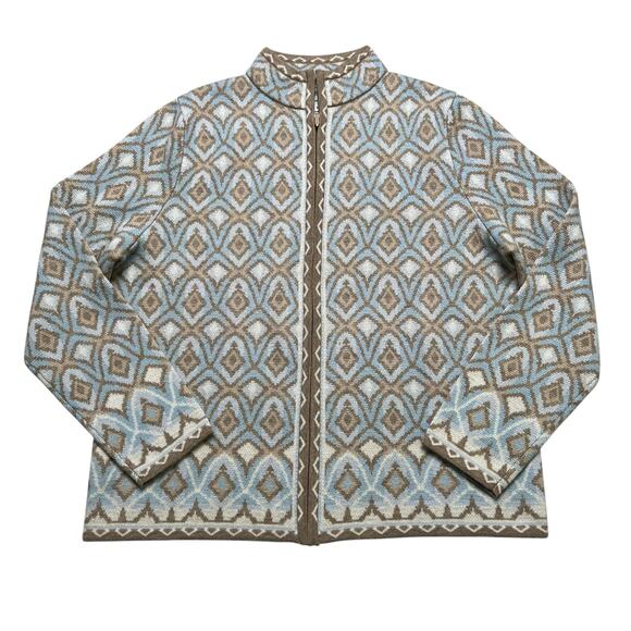 Pendleton Sweaters - Pendleton 100% Merino Wool Cardigan Sweater Zip Front Pattern Size Medium VTG